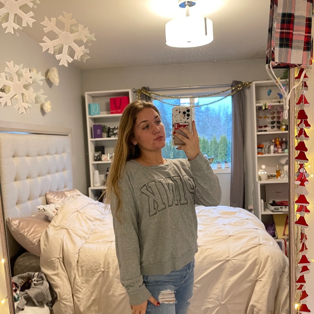 VS pink grey crewneck